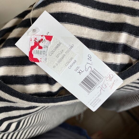 Joie Black White Striped Sleeveless Tank Top XL - Picture 9 of 9